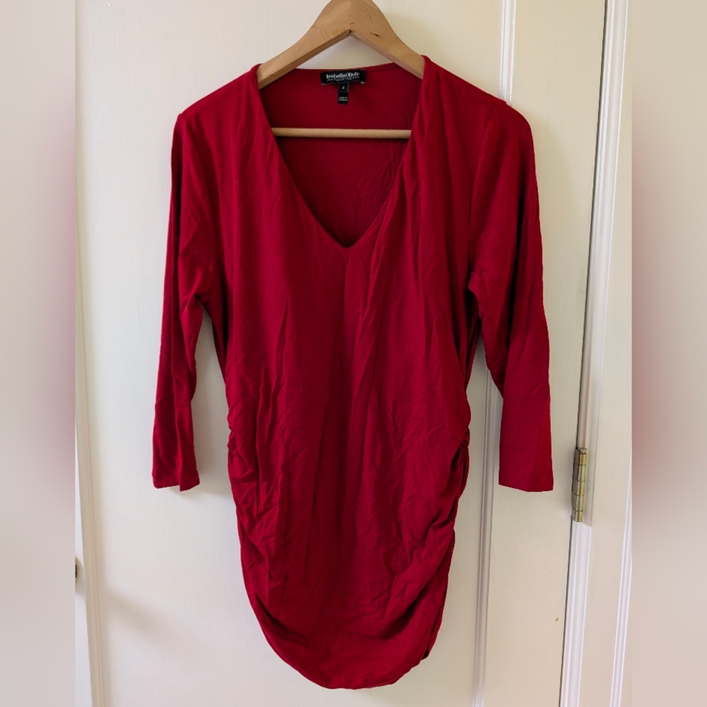 A Pea In The Pod Red V-Neck Maternity Top - 4 - NWOT
